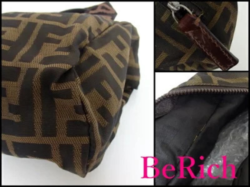 Fendi Brown Bag Canvas Zucca Tote Handbag Leather Black Brown Black - Picture 5 of 6